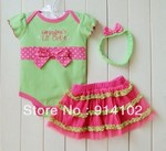 Body + Jupe tutu + bandeau vert et rose