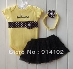 Body + Jupe tutu + bandeau noir et jaune