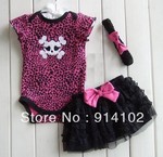 Body + Jupe tutu + bandeau rose tete de mort